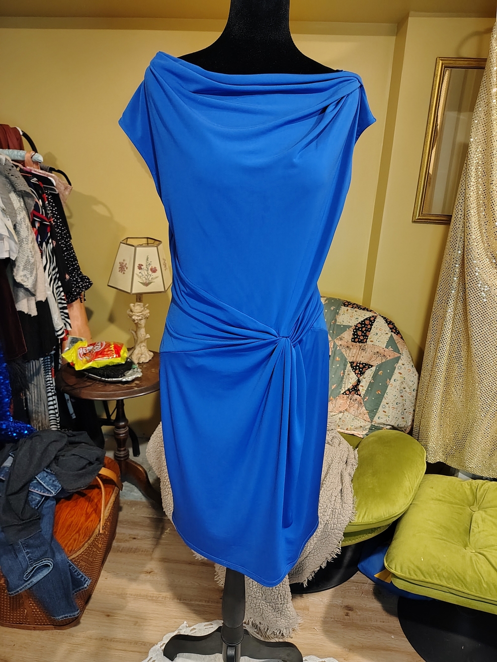 Michael Kors Cowl Neck Midi Dress in Cobalt Blue